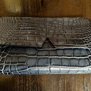 Vince Croc Embossed Leather Clutch
